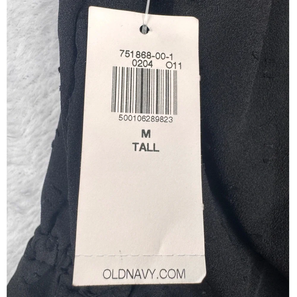 Old Navy Black Clip Dot Ruffle Tie Front Peplum Blouse M Tall 751868-00-1